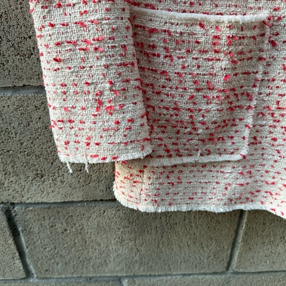 Rebecca Taylor Beckie Tweed Jacket White/Red Women's Size 4 - Picture 2 of 11